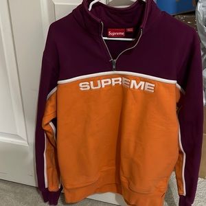 Excellent Condition Supreme Men’s 2-tone Half Zip Sweatshirt Bright Orange FW17